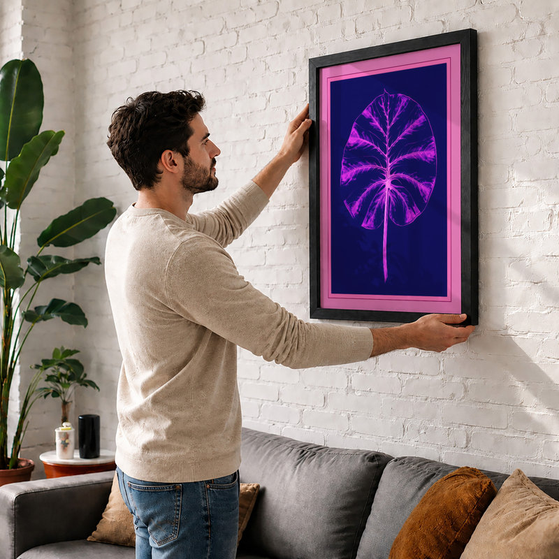 Neon Dandelion Botanical - Print, A1 - 84.1 x 59.4 cm, Black