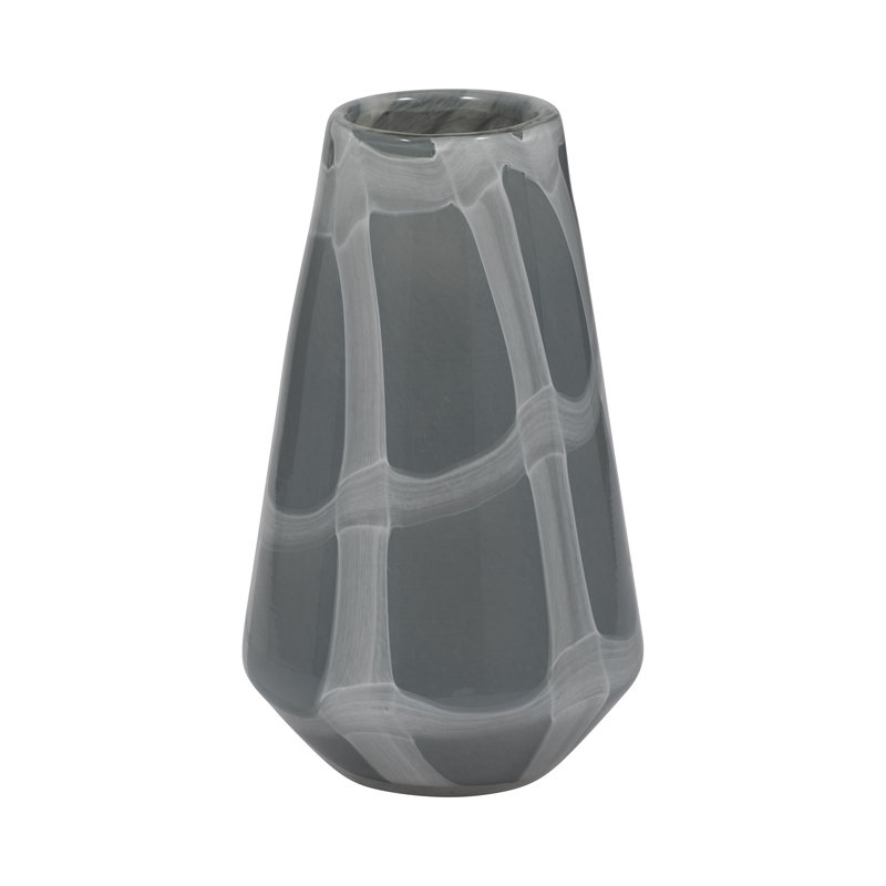 Chambre Victoria Grey Glass Vase, 9" H x 5" W x 5" D