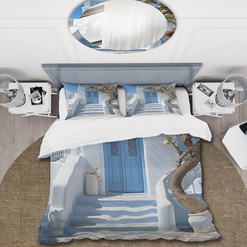 Grèce Cycladic Harmony I - Ensemble de housse de couette Paysages - Microfibre de polyester