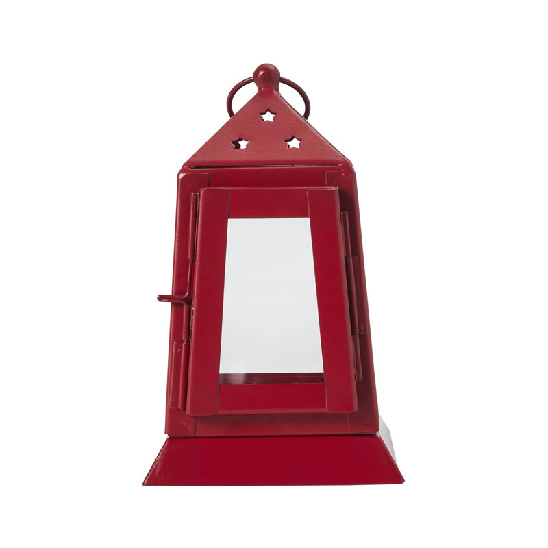 Photophore en métal Festive Finds, H 7 po x l 4,5 po x P 4,5 po, Rouge