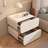 Modern Minimalist Cream Solid Wood Bedside Storage Cabinet with Soft-Close Drawers for Bedroom or Living Room
