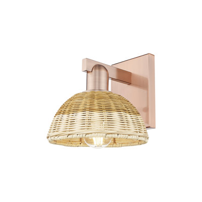 Natural Ballston Dome 1 Light Wallmounted Sconce with Basketweave Shade