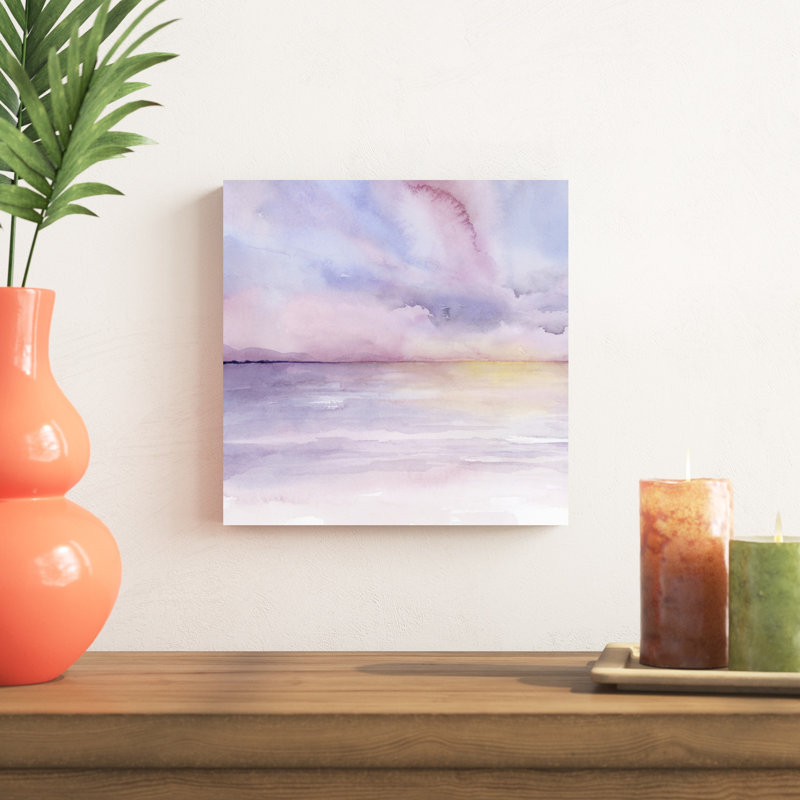 «Pale Sunset I», peinture sur toile, H 12 po x l 12 po
