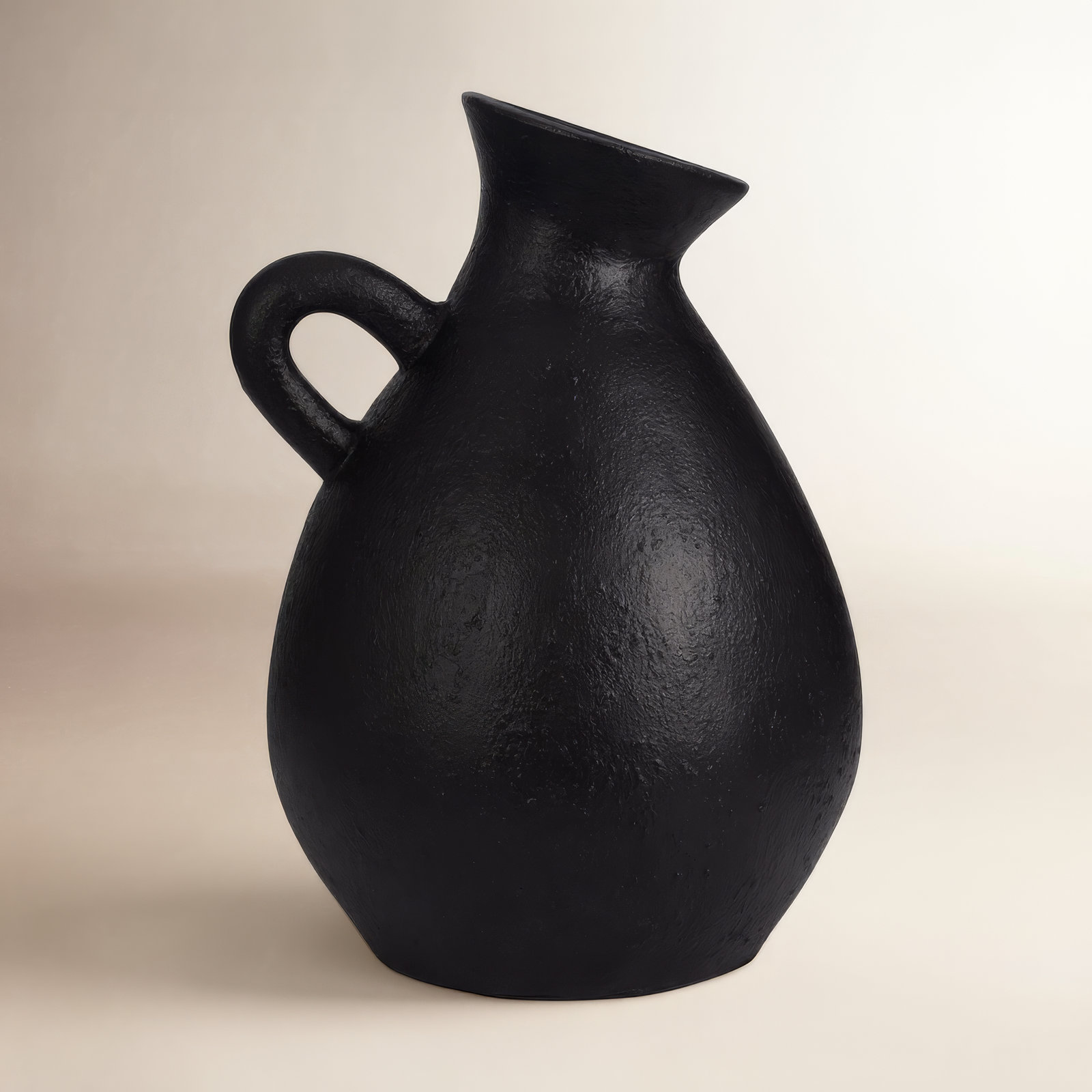 Raja Terracotta Table Vase, Textured Black