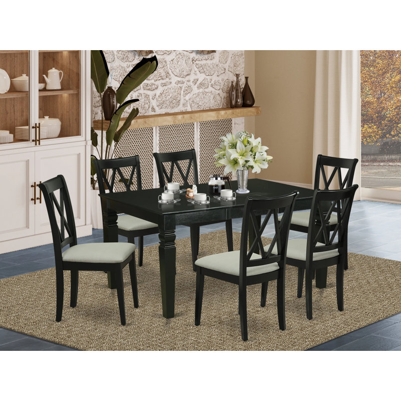 9 Piece Dining Room Table Set Includes a Rectangle Kitchen Table with Butterfly Leaf and 8 Dining Chairs, 42x84 Inch, Black