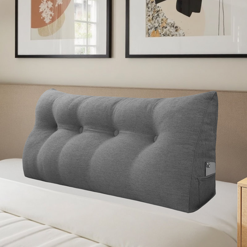 Reading Headboard Pillow , 50cm H x 140cm W, Grey
