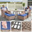 Ensemble de chaises longues d'extérieur 5 pièces avec table d'appoint et repose-pieds, chaises longues de patio pour porche ou terrasse-1812485523