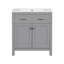 Meuble-lavabo de 30 po avec lavabo en céramique, armoire de salle de bain simple grise moderne avec 2 portes et une tablette, portes à fermeture douce