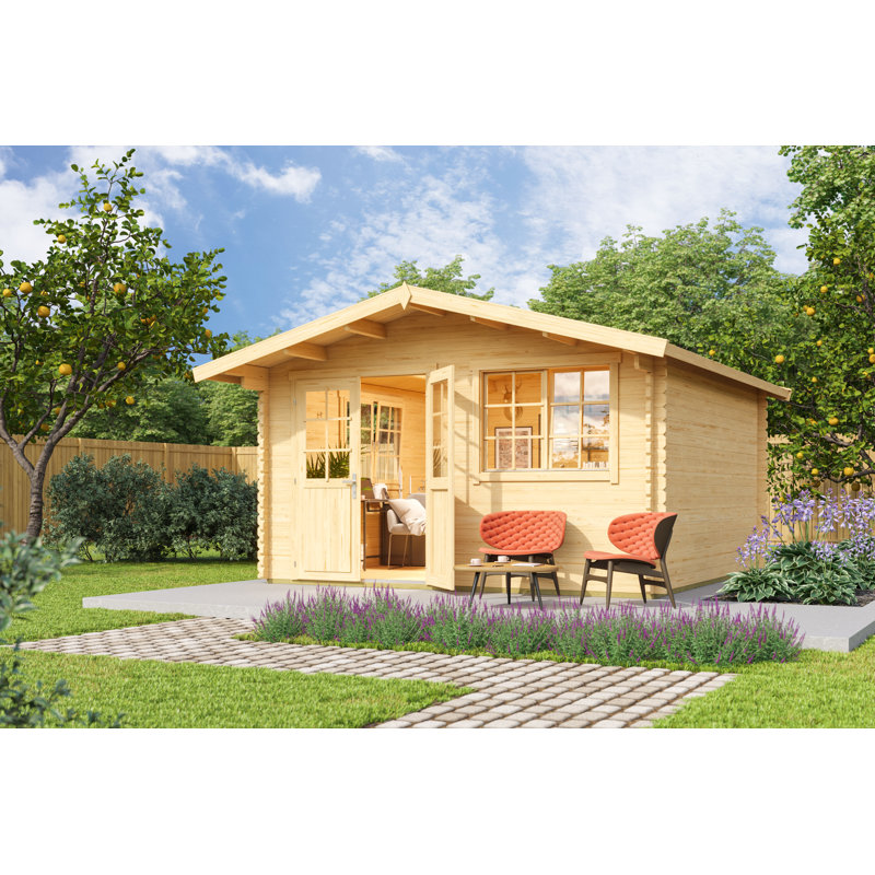 Lasita Norderney 3 - 13 x 13 Ft. Apex Roof Log Cabin With Single Glazed Windows (40mm), Nature