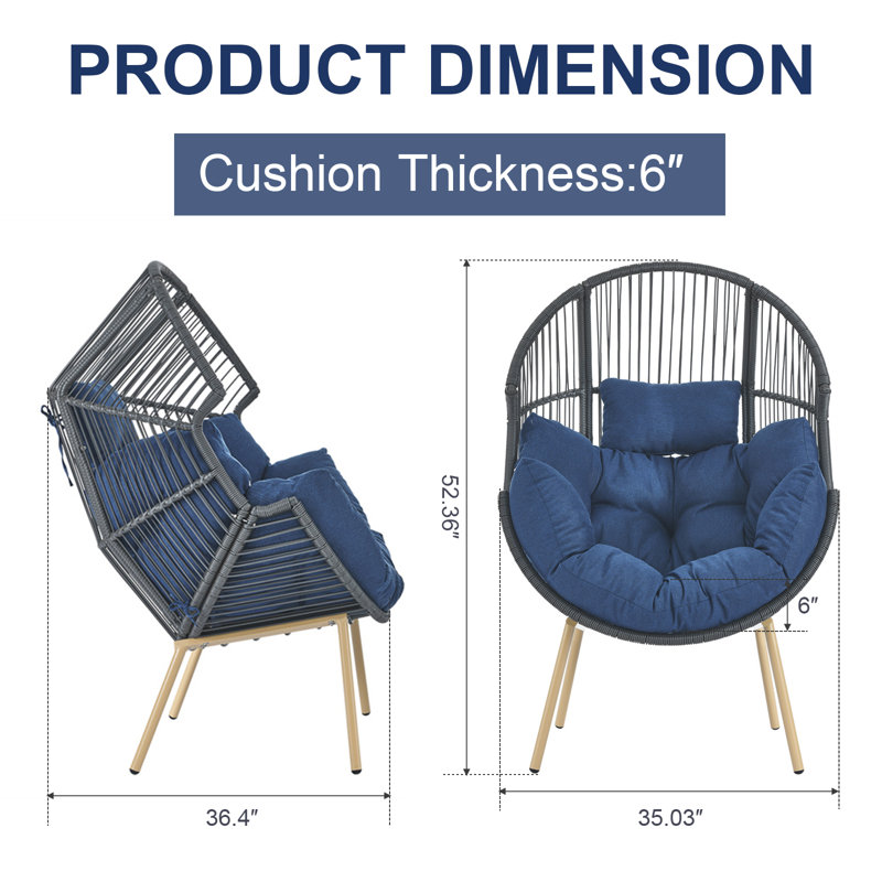 Hamac avec coussin Azuredee, Bleu, Gris foncé