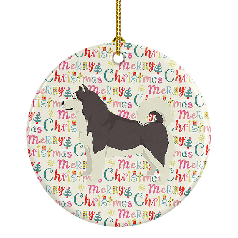 Ornement suspendu Alamana Malamute Merry Christmas
