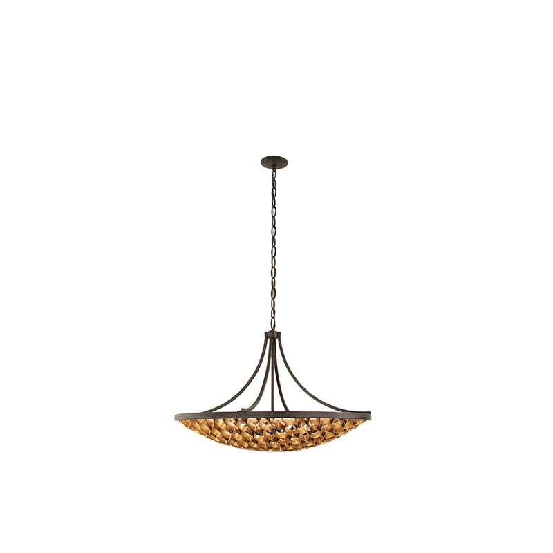 Luminaire suspendu 8 lumières Ylann en noir mat et or Ylann