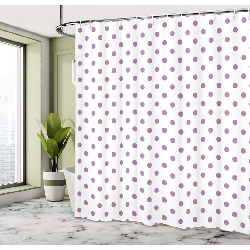  Rideau de douche simple à pois colorés, H 69 po x l 75 po, Mauve pâle