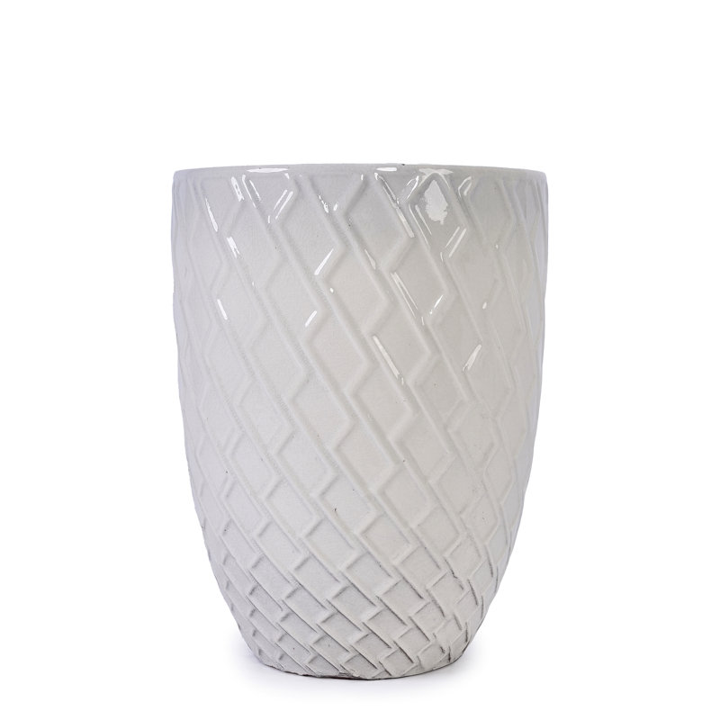 Modern Milk White Ceramic Flowerpot For Indoor And Outdoor Decor - 20.93" Height, 54.08 Lbs, Frost , Built In Drainage, Heat No Assembly Stylish Glossy Finish, 16.91" Dimensions,