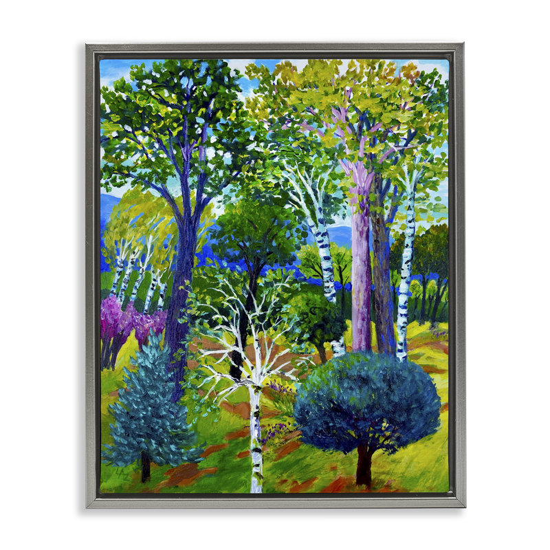 Cadre flottant Forest Medley Trees, par Lee Ann Zirbes, Cadre flottant gris lustré, H 31 po x l 25 po
