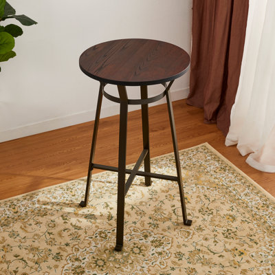 Overstreet Round Solid Wood Top Metal Base Dining Table
