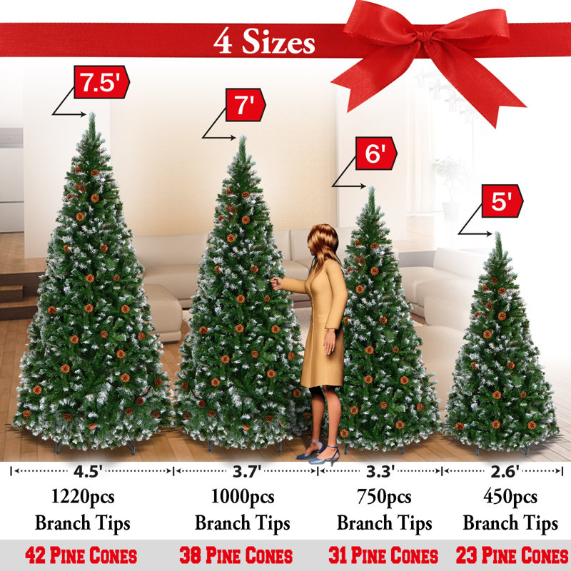 Arbre de noël artificiel pin vert 7 pi bonhomme de neige