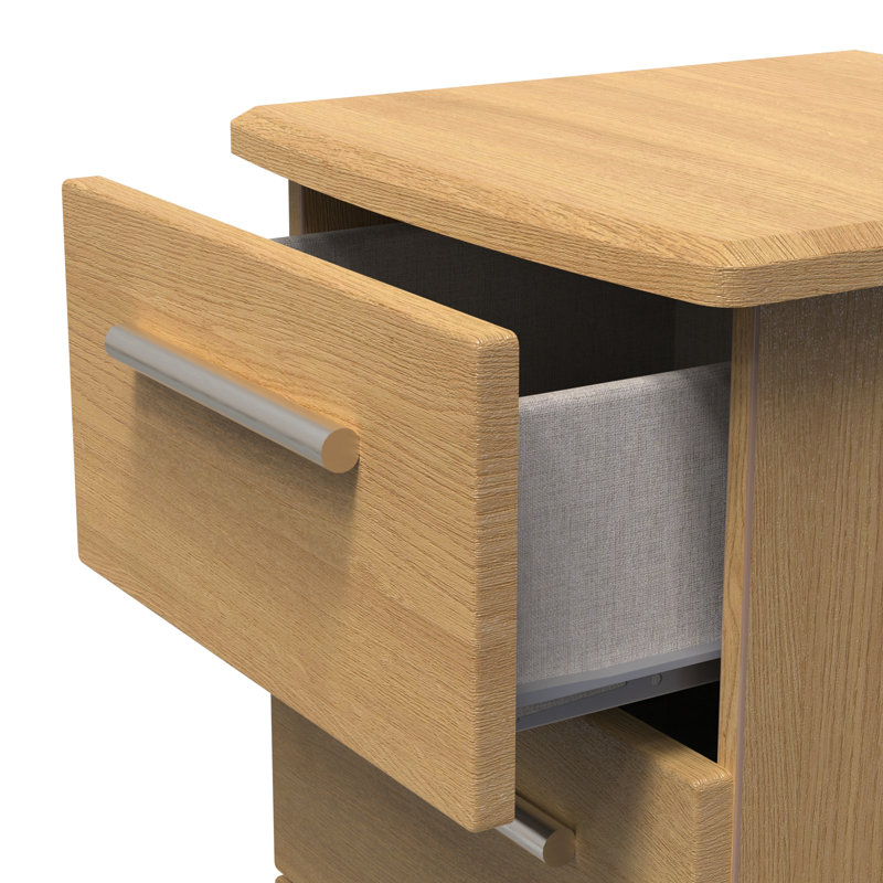 Birriel 40cm W Manufactured Wood Bedside Table, Modern Oak