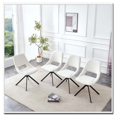 Faux Leather Swivel Dining Room Chair, Metal Kitchen Chairs With Goldmesh Scratch-Resistant Leather And High Back