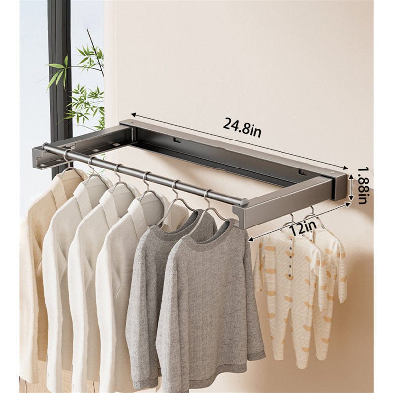 Portant à vêtements rétractable Spacesaver, H 1,88 po x l 24,8 po x P 12 po