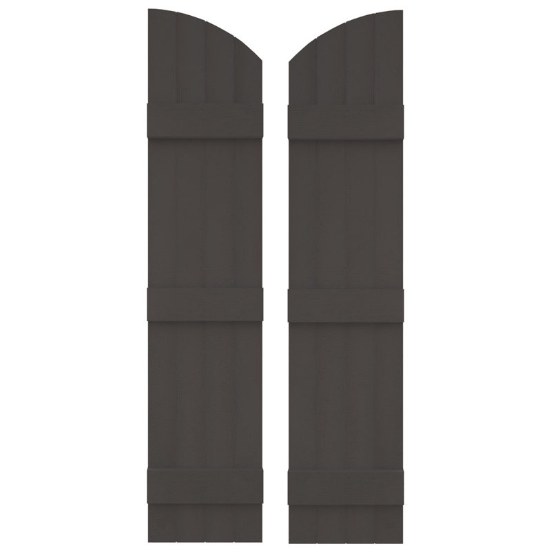 Builders Edge, paire de volets standard à quatre planches jointes avec arche, planche-n-lattes, Gris tuxedo, 69 po