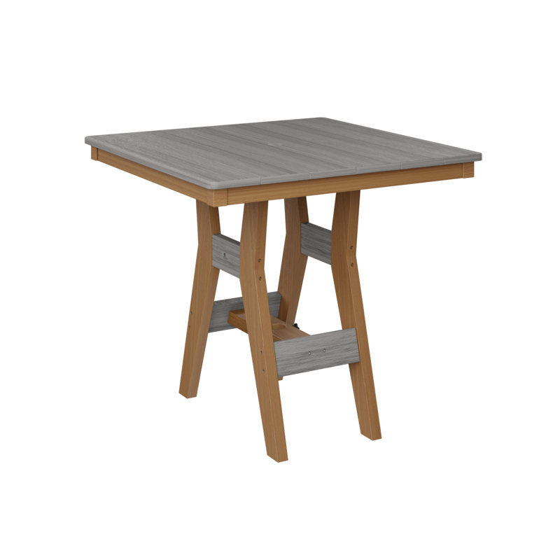 Harbor Outdoor Square Dining Table, Driftwood Gray, 30.37" H x 33" W x 33" D, Natural Teak