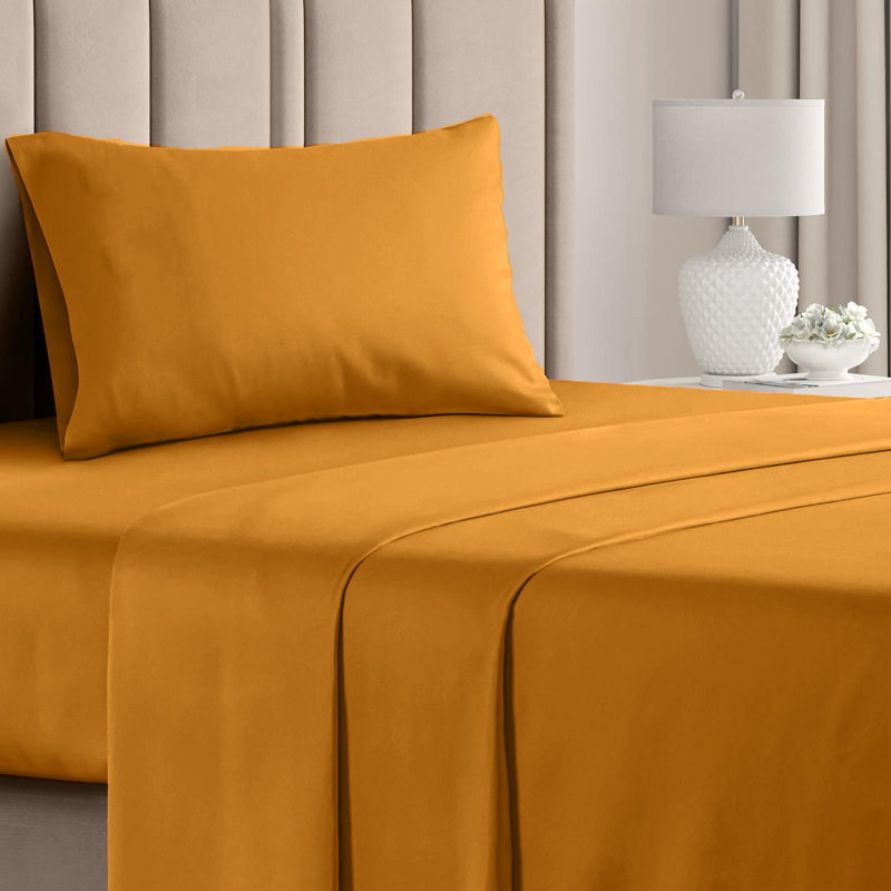  Ensemble de draps en rayonne de bambou 4 pièces Premium Luxury, Ensemble de draps pour lit simple avec deux taies, Crème