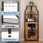 Armoire de coin avec porte-bouteilles et porte-verres, armoire de bar industrielle à 5 niveaux, brun-404033812-404033813
