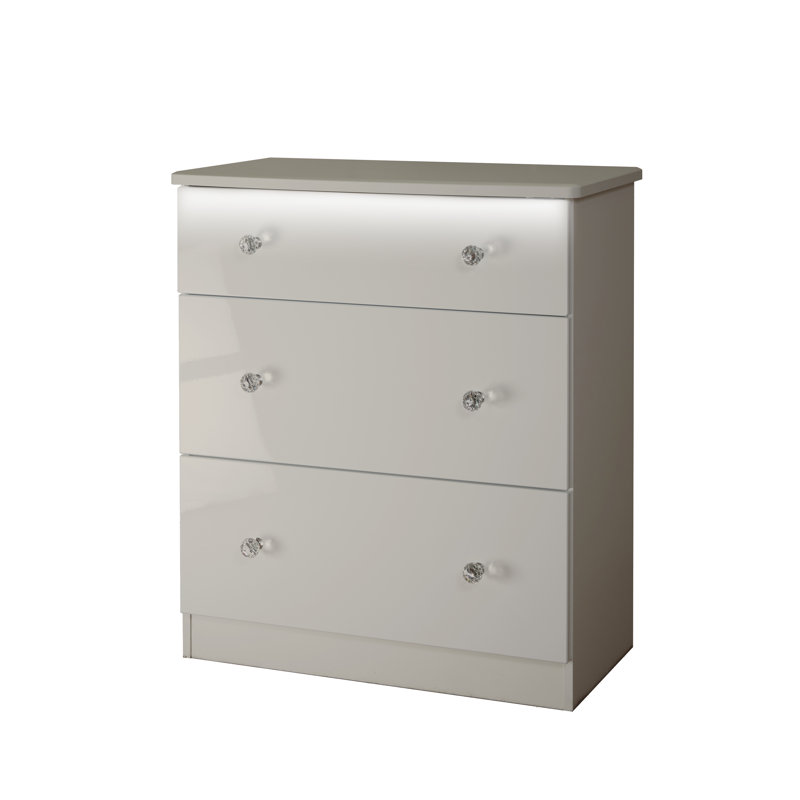 Fully Assembled Bonaccord 3 Drawer Chest, Kaschmir Gloss