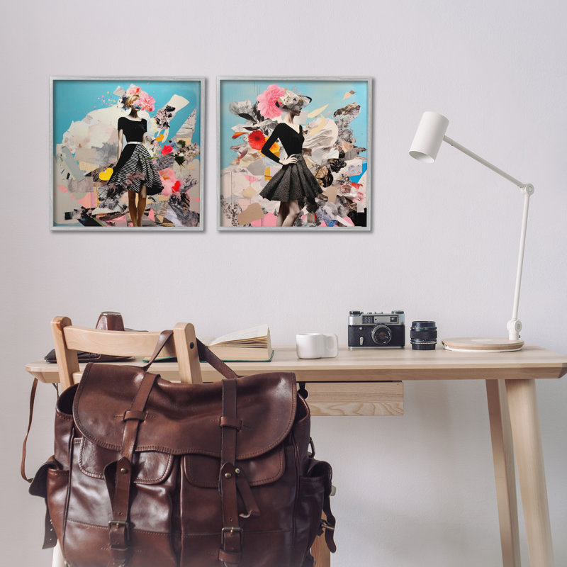 «Glam Fashion Figure Pose», ensemble de 2 giclées par Irena Orlov, Estampe numérique Farmhouse, H 17 po x l 17 po