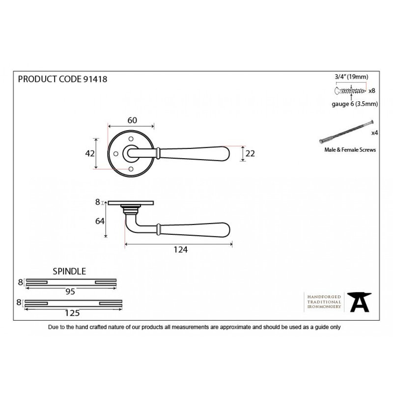 Newbury Dummy Door Handle Kit, Aged Brass