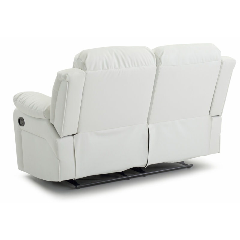 Mowery Daria Faux Leather Dual Reclining Loveseat, White Faux Leather, 41'H x 62"W x 37"D