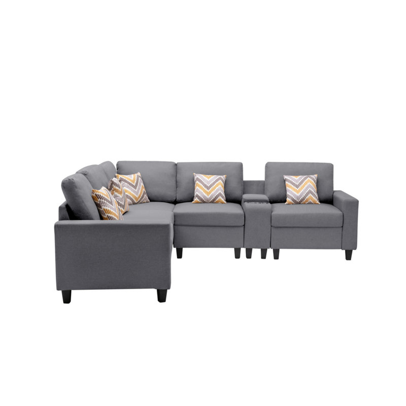 Canapé modulaire réversible en tissu de lin gris l 106 po Nolan, Lin gris