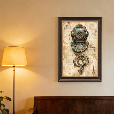 Art mural antique sur toile encadré doré pour le salon, la chambre à coucher, le bureau ou le vestibule - décoration murale décorative avec plongée rétro