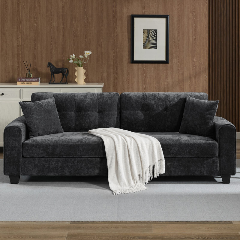 Canapé 86,6 po avec port USB et accoudoirs WIde 86,6 po, 33.5" H × 87" W × 29.2" D, Gris