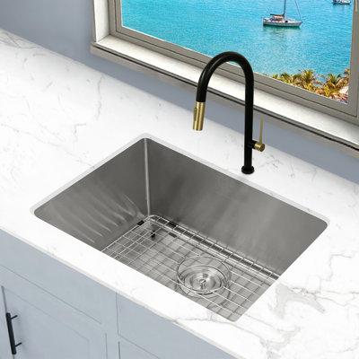 Évier de cuisine à simple cuve en acier inoxydable KBFmore, 3 pièces Gadgets