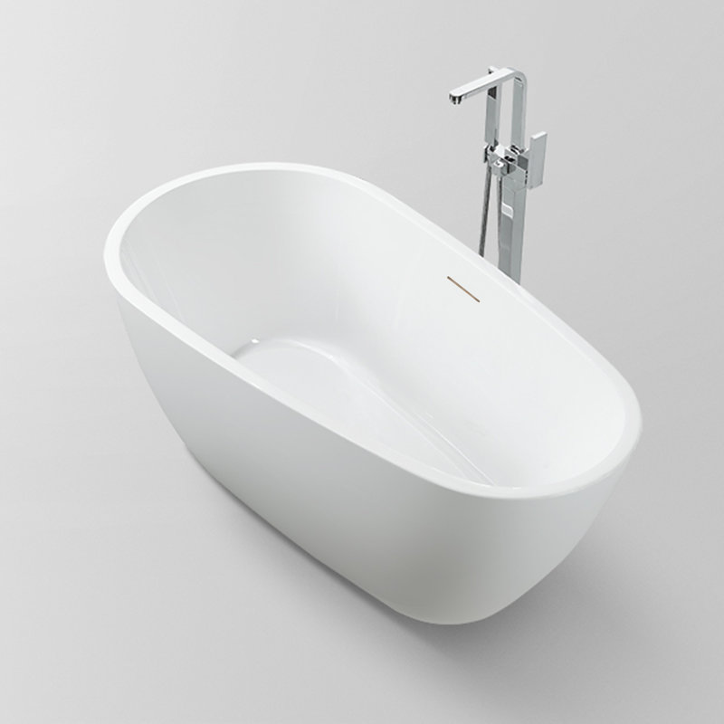 Freestanding Soaking Acrylic Bathtub, 23.2'' H X 29.5'' W X 59'' L, White/Integrated Overflow