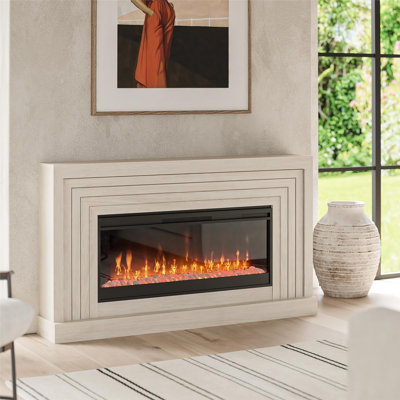 Monroe Wide Mantel Stone and Crystal Electric Fireplace
