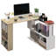 HOMCOM L Shaped Desk with Bookshelf-1263105933