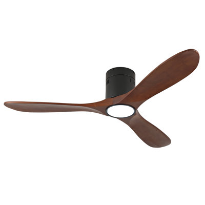 52-inch recessed ceiling fan with light, remote control, solid wood blades, dimmable, reversible, quiet operation, power-off memory function, low-profile design. Suitable for bedrooms, patios, indoor/