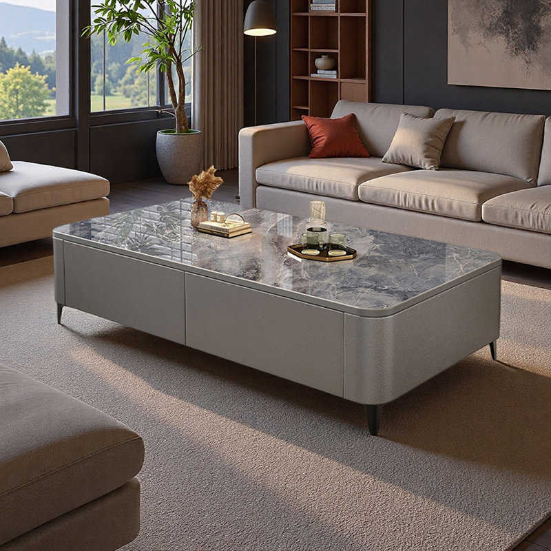 Table basse Modern Luxury, 15.35" H x 47.24" L x 23.62" W, Gris, Gris