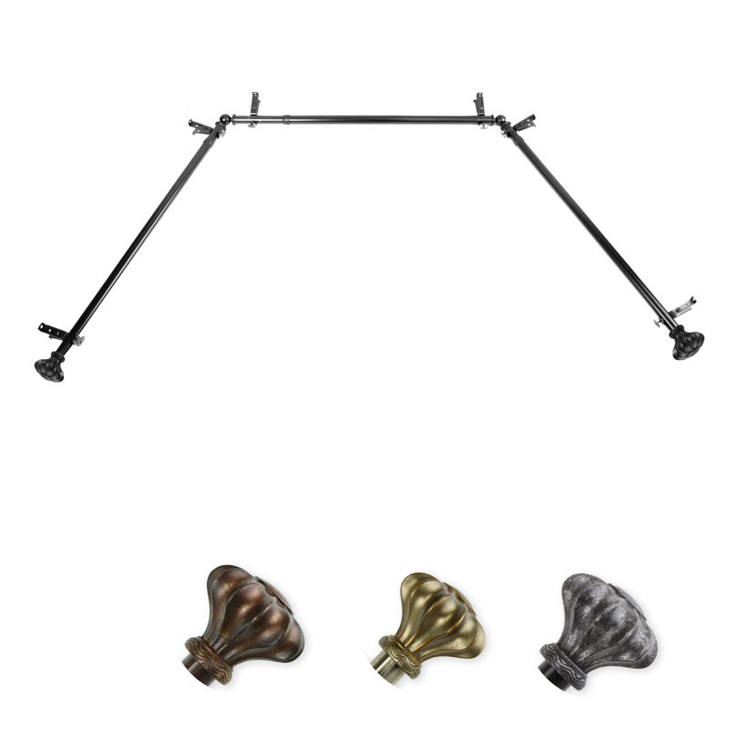 Ensemble de tringle à rideaux simple et quincaillerie Diboll Bay, Noir
