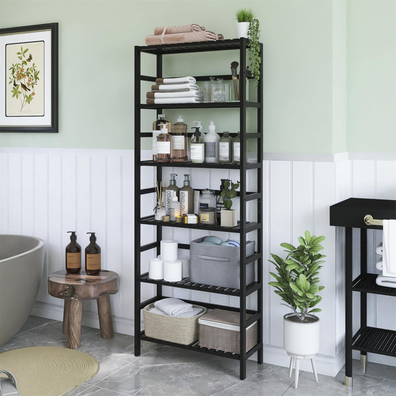 Borreri 161cm H x 60cm W Etagere Bookcase, Black