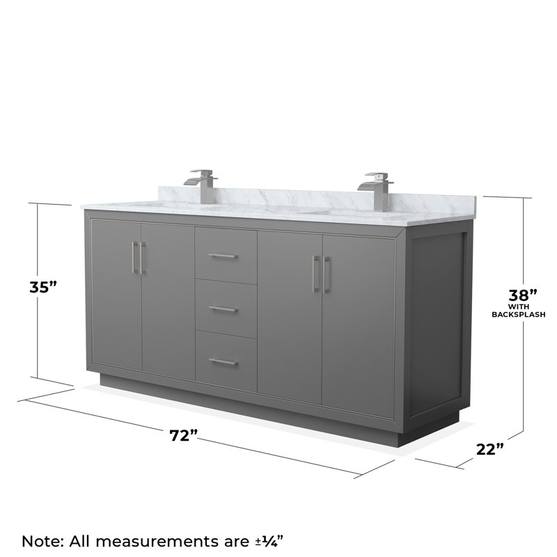 Icon 72" Double Bathroom Vanity Set, Brushed Nickel, Dark Gray, 72"