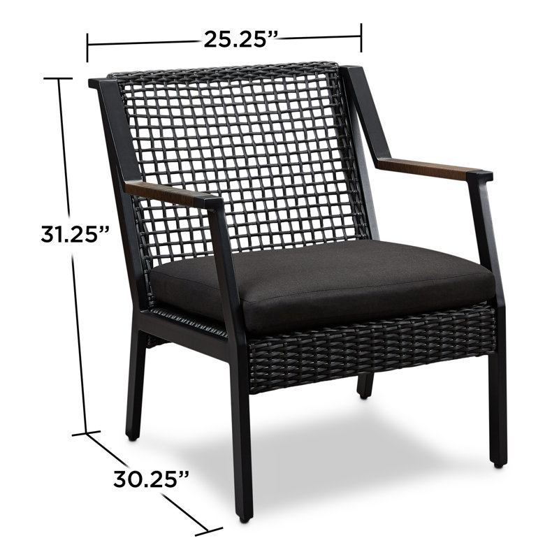 Calvin Patio Chair with Cushions, Black