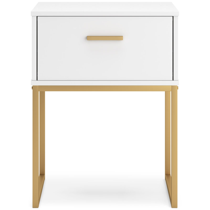 Aneli Nightstand, White/Gold