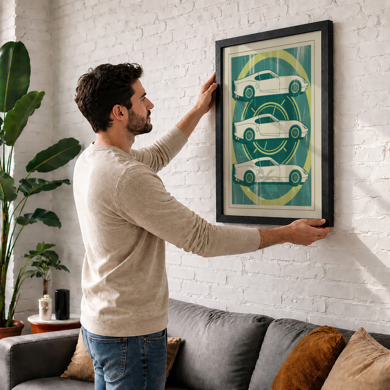 Velocity Trilogy Retro - Framed Print, Walnut, A1 - 84.1 x 59.4 cm