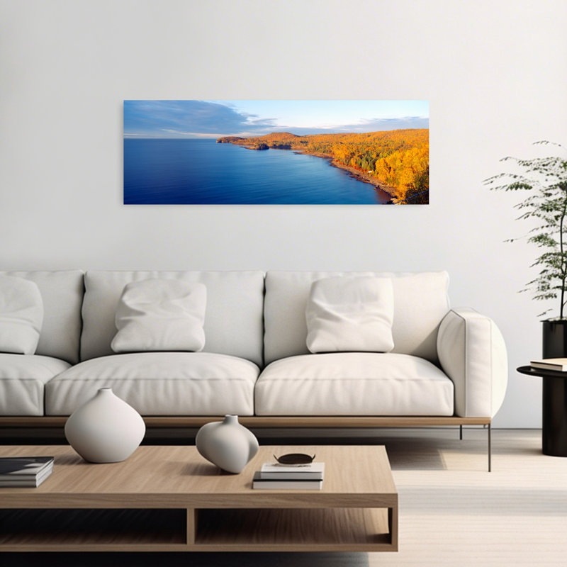 Split Rock Lighthouse from 1905 Lake Superior Minnesota 1 Piece Wrapped Canvas Panoramic Wall Art, 121.92 cm H x 40.64 cm W