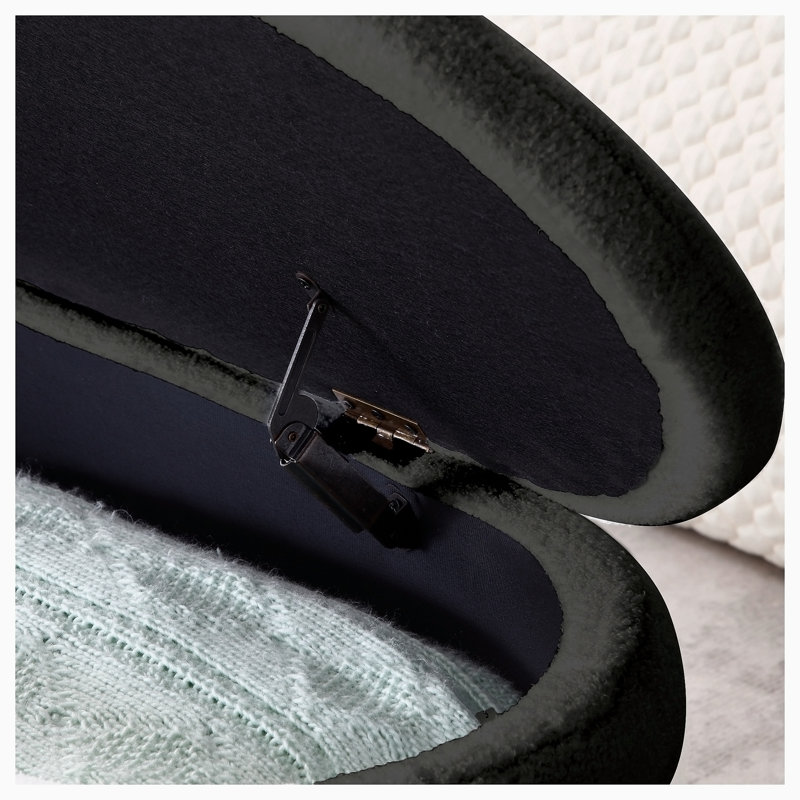 Banc de rangement rembourré en polyester Eban, Noir
