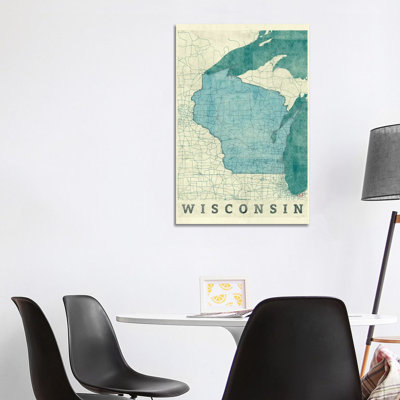 Wisconsin Map - Wrapped Canvas Print
